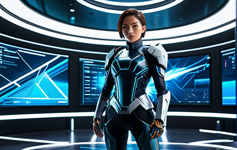 A female futuristic agent in a sleek, modern, high-tech uniform with intricate armor details and a clean design, reflecting a blend of traditional anime aesthetics and contemporary lines. She stands in a dynamic, action-oriented pose, conveying strength and focused determination, with expressive and confident facial features. The background is a brightly lit, high-tech command center featuring abstract holographic displays. Full body shot, vibrant aesthetic, perfect anatomy, correct proportions, natural pose, well-formed hands, proper finger count, natural body proportions, professional photography, high quality, fully clothed, modest clothing, appropriate attire, safe for work, appropriate content, professional.