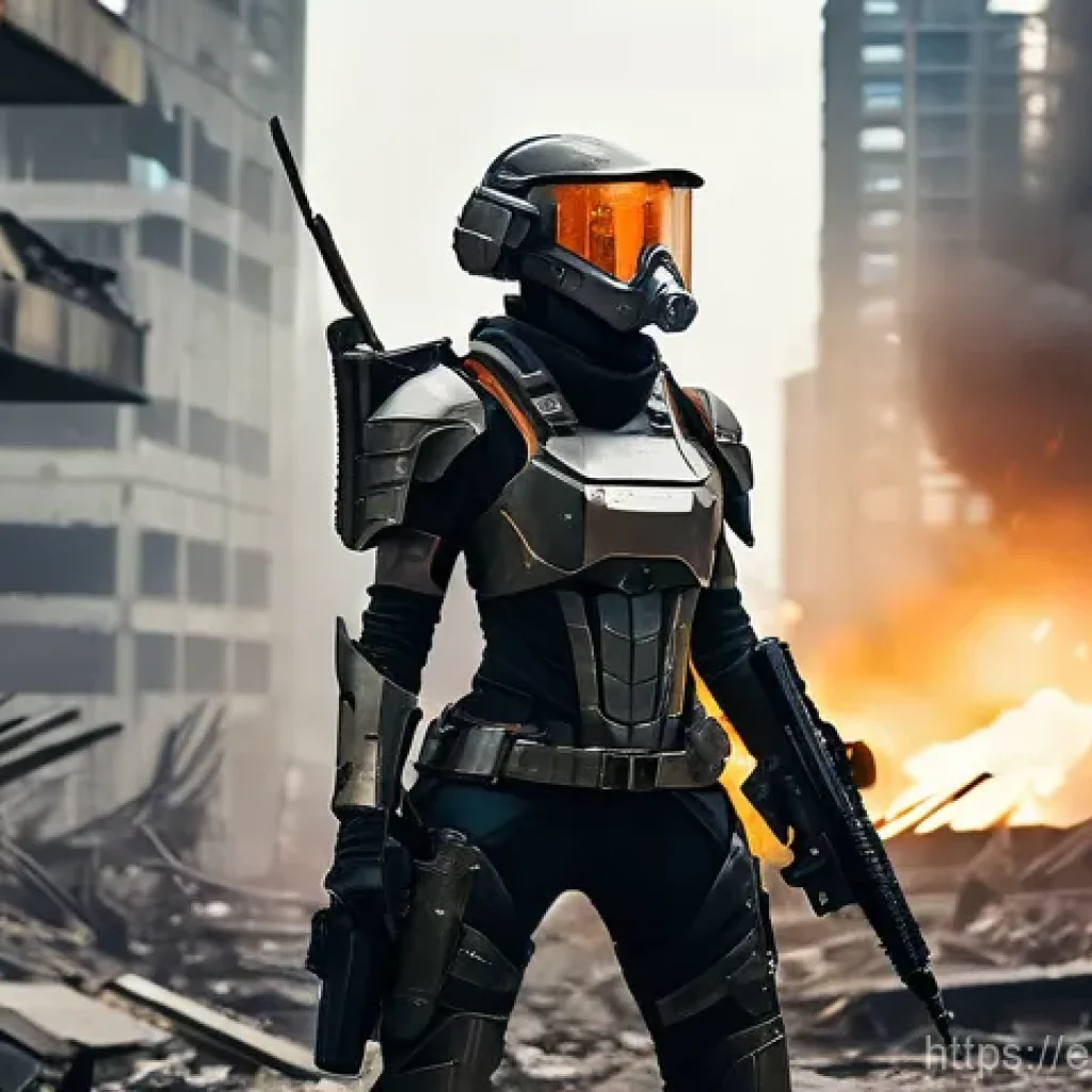 승리의여신 니케 장르 비교 분석 - **Prompt 1: Intense Combat in a Ruined Cityscape**
"A powerful female android soldier, known as ...