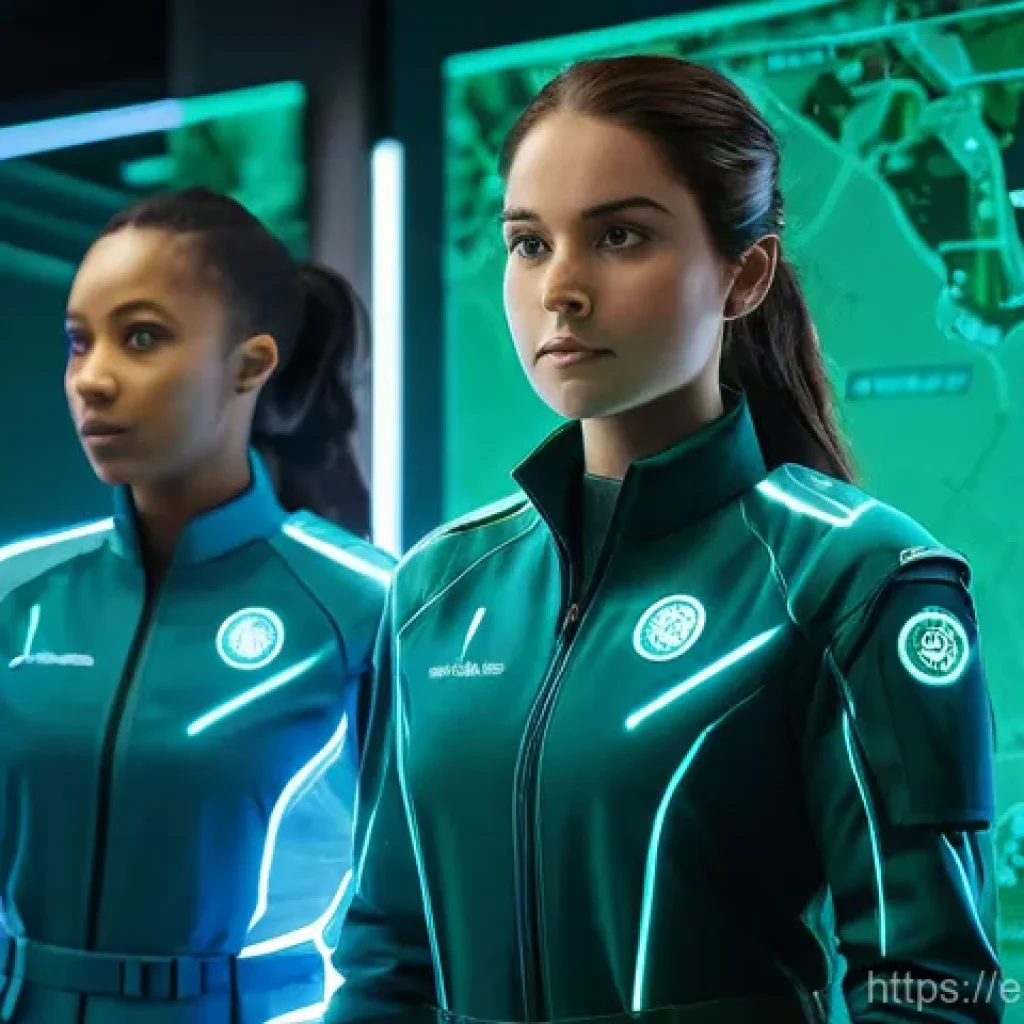 승리의여신 니케 전문 공략 팀 인터뷰 - **Prompt:** A diverse team of five Nikkes, all in their unique, modest combat uniforms, standing con...