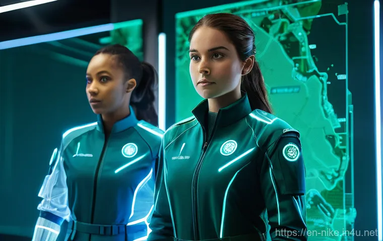 승리의여신 니케 전문 공략 팀 인터뷰 - **Prompt:** A diverse team of five Nikkes, all in their unique, modest combat uniforms, standing con...