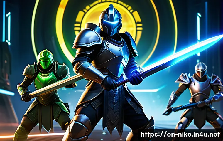 승리의여신 니케 캐릭터 체험 모드 - A dynamic fantasy battle scene featuring a diverse group of armored heroes in detailed, stylish batt...