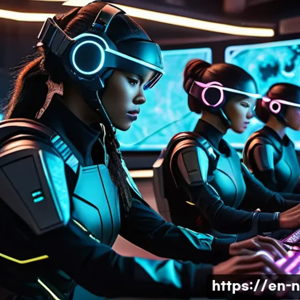 승리의여신 니케 레벨업 속도 높이기 - A dynamic scene of a diverse team of futuristic female warriors in high-tech tactical gear, strategi...