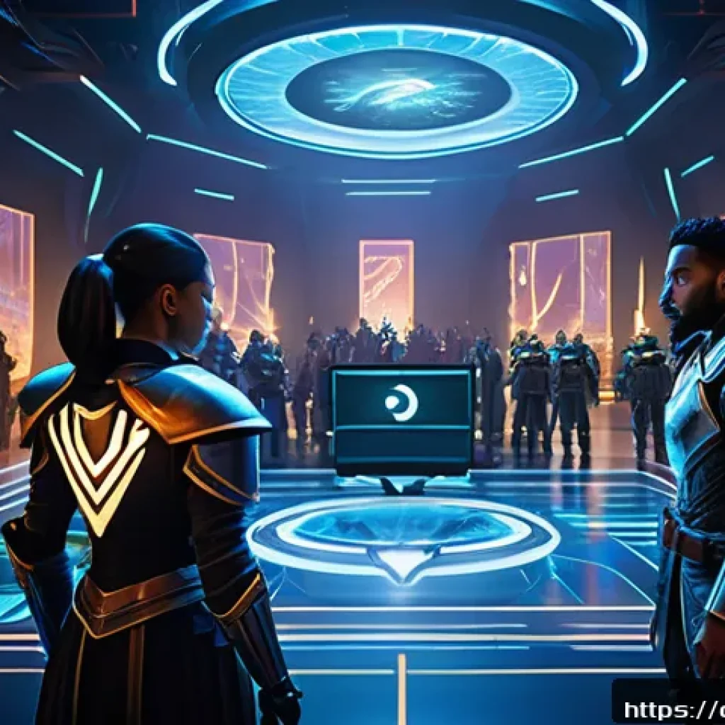 승리의여신 니케 팬데믹 중 활동 기록 - A vibrant digital fantasy battle scene featuring a diverse team of players strategizing around a glo...