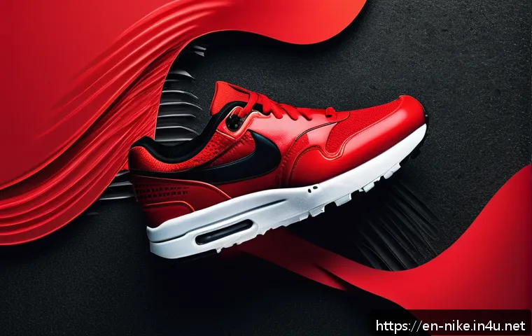 승리의여신 니케 팬아트 리소스팩 - A dynamic digital artwork featuring bold Nike-inspired motifs: vivid red, black, and white color pal...