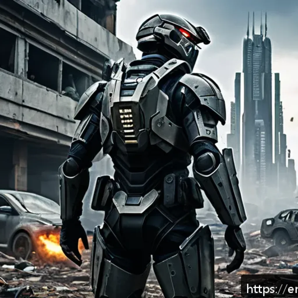 승리의여신 니케 게임 배경 스토리 - A detailed scene of a post-apocalyptic battlefield featuring biomechanical warriors known as Nikkes,...