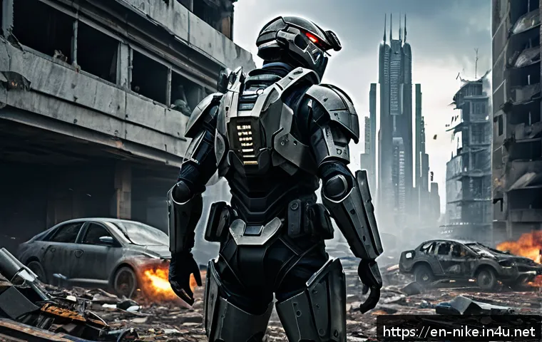 승리의여신 니케 게임 배경 스토리 - A detailed scene of a post-apocalyptic battlefield featuring biomechanical warriors known as Nikkes,...