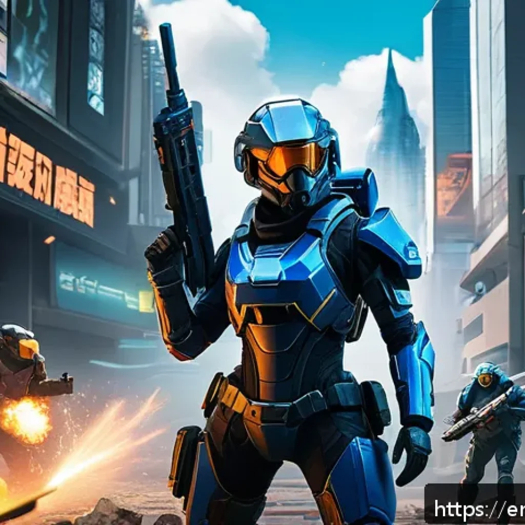 승리의여신 니케 파티 효율성 체크 - A dynamic battle scene in a futuristic urban battlefield featuring a well-balanced team of five dive...