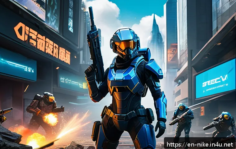 승리의여신 니케 파티 효율성 체크 - A dynamic battle scene in a futuristic urban battlefield featuring a well-balanced team of five dive...